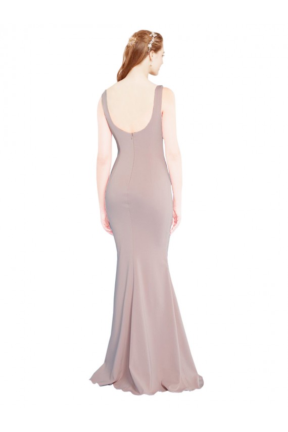 Affordable Stretch Crepe Dusty Pink Mermaid Scoop Neck Long Evening Dress UK