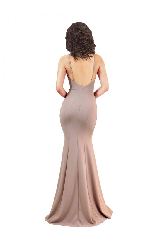 Affordable Stretch Crepe Dusty Pink Mermaid V-Neck Long Sexy Evening Dress UK