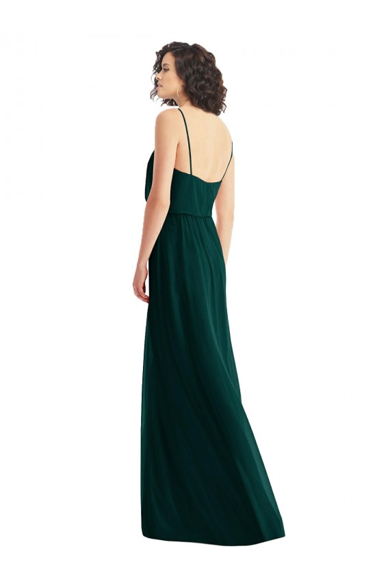 Affordable Soft Chiffon Ever Green A-Line V-Neck Long Maxi Evening Dress UK