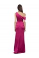 Affordable Stretch Satin Fuchsia A-Line One Shoulder Long Sleeveless Evening Dress UK