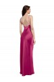 Affordable Stretch Satin Fuchsia A-Line Spaghetti Straps Long Sexy Evening Dress UK