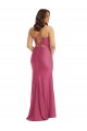 Affordable Silky Satin Fuchsia Mermaid Spaghetti Straps Long Plus Size Evening Dress UK