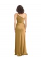 Affordable Stretch Satin Gold A-Line One Shoulder Long Evening Dress UK