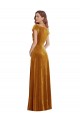 Affordable Stretch Velvet Gold Sheath V-Neck Long Maxi Evening Dress UK