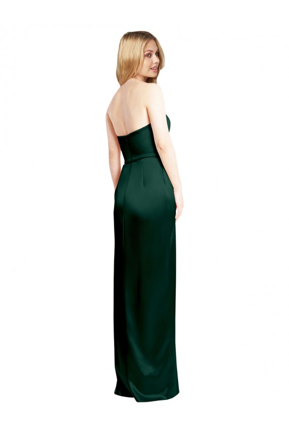 Affordable Stretch Satin Hunter A-Line Scoop Neck Long Evening Dress UK