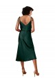 Affordable Stretch Satin Hunter Sheath Cowl Neck Midi Length Evening Dress UK