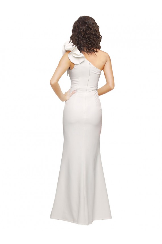 Affordable Stretch Crepe Ivory Sheath One Shoulder Long Wedding Party Dress UK