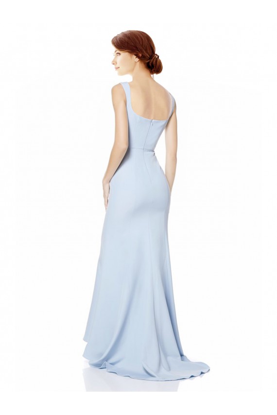 Affordable Stretch Crepe Light Sky Blue Mermaid Spaghetti Straps Long Bridal Party Dress UK