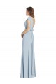 Affordable Stretch Crepe Light Sky Blue Trumpet Bateau Neck Long Semi Formal Evening Dress UK