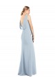 Affordable Stretch Crepe Light Sky Blue Trumpet Bateau Neck Long Sleeveless Semi Formal Evening Dress UK