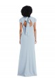 Affordable Stretch Crepe Light Sky Blue Trumpet Jewel Neck Long Semi Formal Evening Dress UK