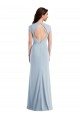 Affordable Stretch Crepe Light Sky Blue Trumpet Long Maxi Evening Dress UK