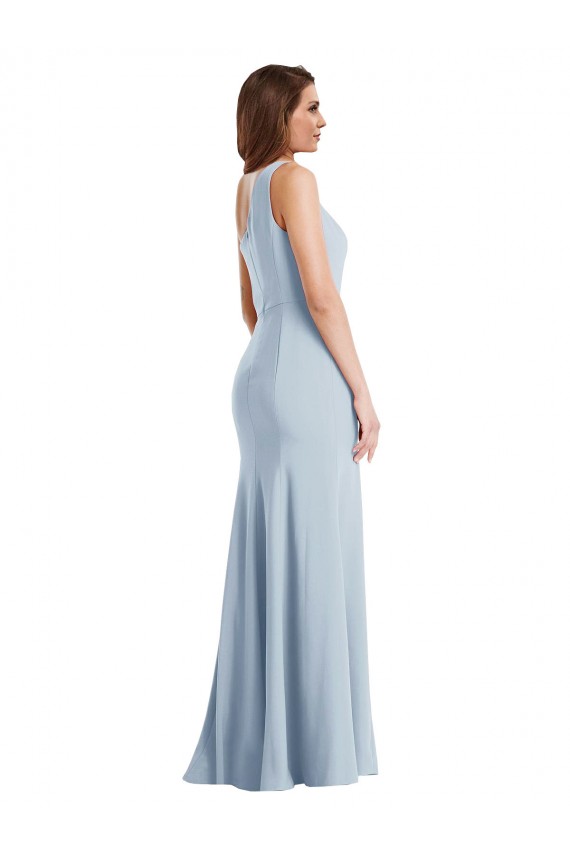 Affordable Stretch Crepe Light Sky Blue Trumpet One Shoulder Long Evening Dress UK