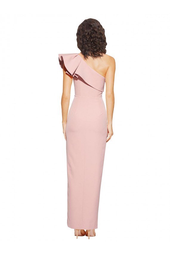 Affordable Stretch Crepe Mauve Sheath One Shoulder Long Evening Dress UK