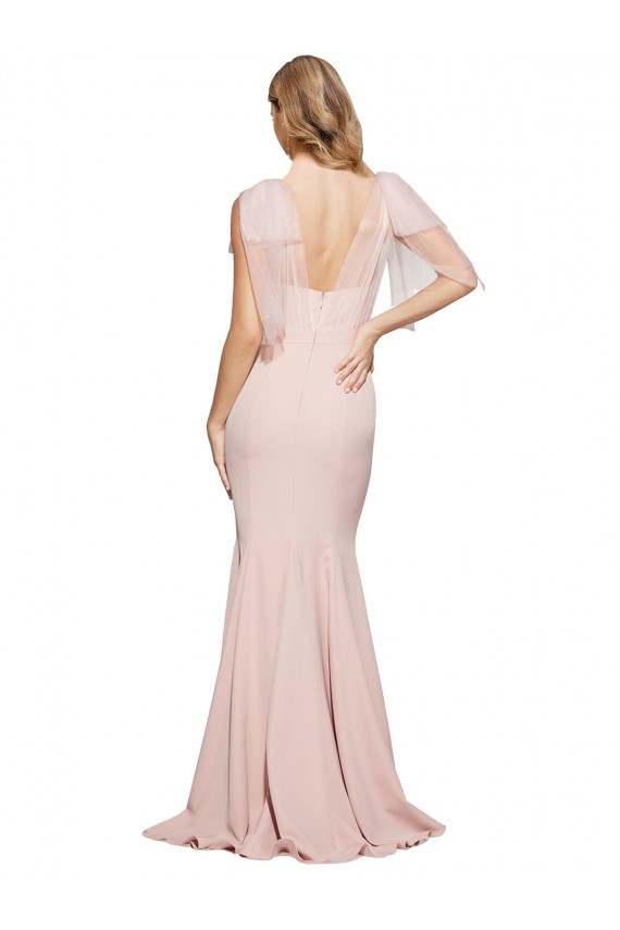 Affordable Stretch Crepe & Tulle Mauve Sheath Sweetheart Long Evening Dress UK