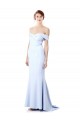 Affordable Stretch Crepe Light Sky Blue Mermaid Off the Shoulder Long Evening Dress UK