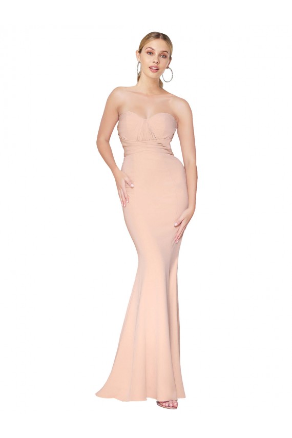 Affordable Stretch Crepe Nude Mermaid Sweetheart Long Evening Dress UK