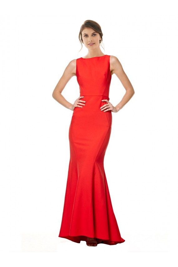 Affordable Stretch Crepe Red Mermaid Halter Neck Long Wedding Party Dress UK