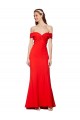 Affordable Stretch Crepe Red Mermaid Off the Shoulder Long Wedding Guest Dress UK