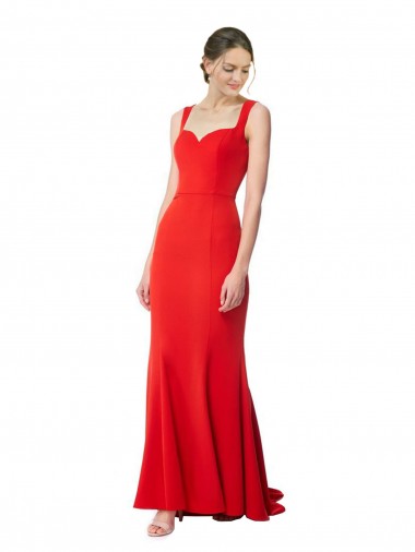 Affordable Stretch Crepe Red Mermaid Sweetheart Long Maxi Evening Dress UK