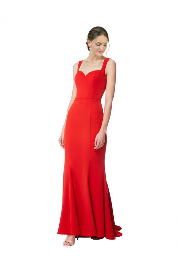 Affordable Stretch Crepe Red Mermaid Sweetheart Long Maxi Evening Dress UK