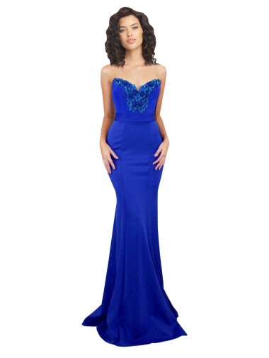 Affordable Stretch Crepe Royal Blue Mermaid Sweetheart Long Sexy Evening Dress UK