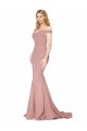 Affordable Stretch Crepe Dusty Pink Mermaid Off the Shoulder Sweep Train Evening Dress UK