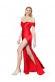 Affordable Stretch Satin Red Mermaid Off the Shoulder Long Sexy Evening Dress UK