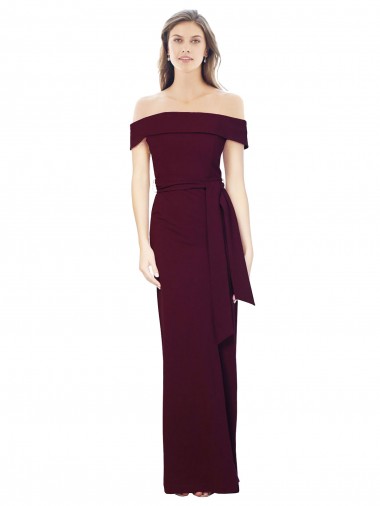 Affordable Stretch Crepe Burgundy Gold Mermaid Off the Shoulder Long Evening Dress UK