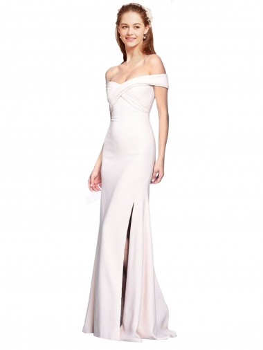 Affordable Stretch Crepe White Mermaid Off the Shoulder Long Evening Dress UK