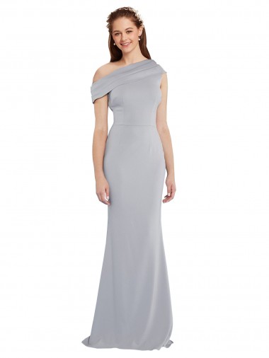 Affordable Stretch Crepe Grey Mermaid One Shoulder Long Evening Dress UK