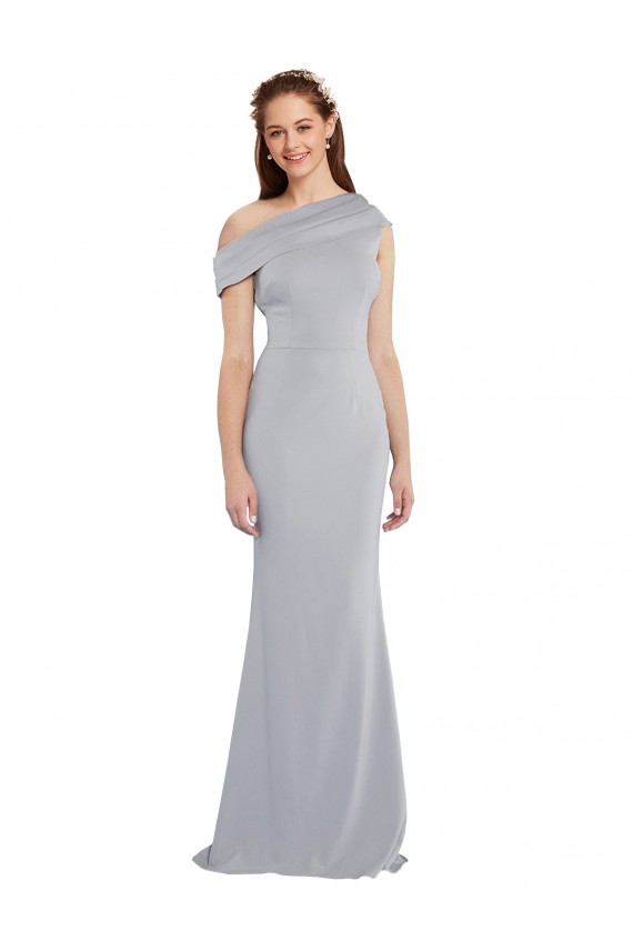 Affordable Stretch Crepe Grey Mermaid One Shoulder Long Evening Dress UK