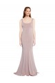 Affordable Stretch Crepe Dusty Pink Mermaid Scoop Neck Long Evening Dress UK