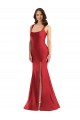 Affordable Silky Satin Red Mermaid Square Neck Long Plus Size Evening Dress UK