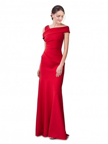 Affordable Stretch Crepe Red Mermaid Long Bridal Party Dress UK