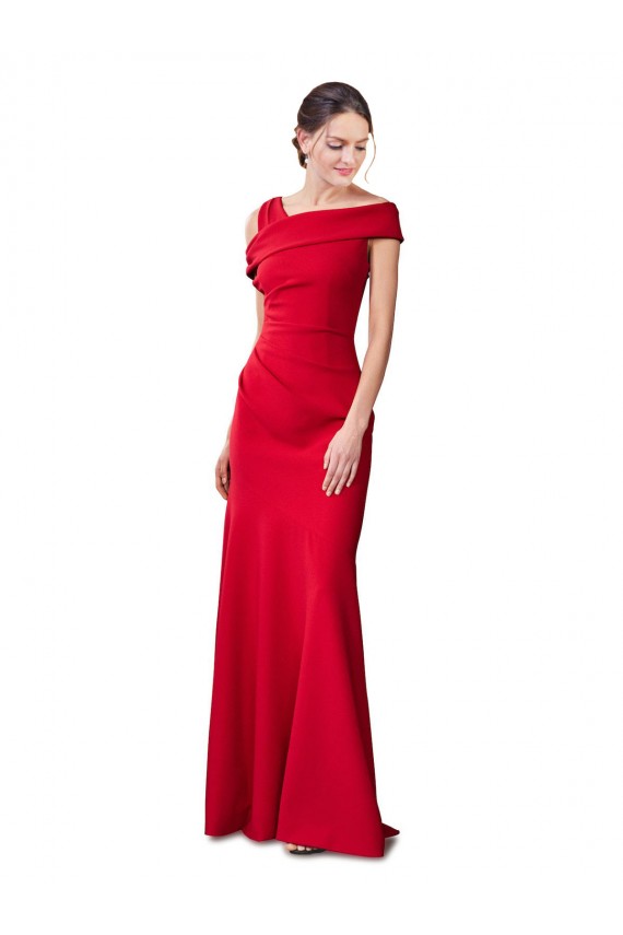 Affordable Stretch Crepe Red Mermaid Long Bridal Party Dress UK