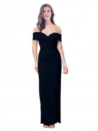 Affordable Stretch Crepe Black Mermaid Off the Shoulder Long Evening Dress UK