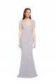 Affordable Stretch Crepe Arctic Lilac Mermaid V-Neck Long Evening Dress UK