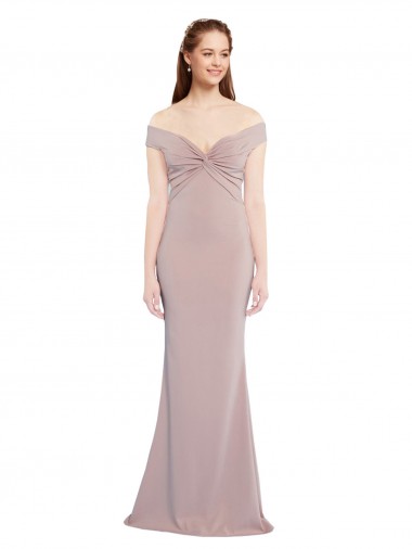 Affordable Stretch Crepe Dusty Pink Mermaid Off the Shoulder Long Evening Dress UK