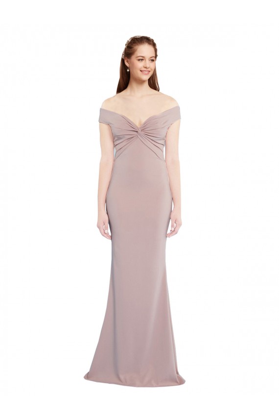 Affordable Stretch Crepe Dusty Pink Mermaid Off the Shoulder Long Evening Dress UK