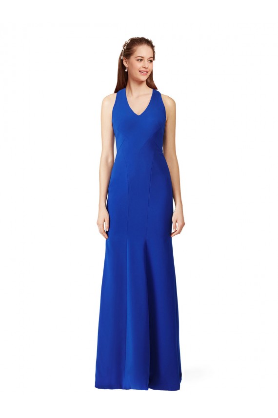 Affordable Stretch Crepe Royal Blue Mermaid V-Neck Long Evening Dress UK