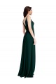 Affordable Stretch Crepe Midnight Green A-Line V-Neck Long Evening Dress UK