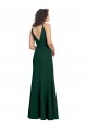 Affordable Stretch Crepe Midnight Green A-Line V-Neck Long Wedding Party Dress UK