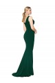 Affordable Stretch Crepe Midnight Green Mermaid V-Neck Long Evening Dress UK