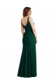 Affordable Stretch Crepe Midnight Green Trumpet Square Neck Long Maxi Evening Dress UK