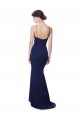 Affordable Stretch Crepe Navy Blue Mermaid Spaghetti Straps Long Maxi Evening Dress UK