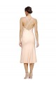 Affordable Stretch Crepe Nude Sheath V-Neck Midi Length Evening Dress UK