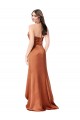 Affordable Silky Satin Orange A-Line Spaghetti Straps Long Sleeveless Evening Dress UK