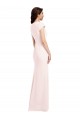 Affordable Stretch Crepe Pink A-Line V-Neck Long Evening Dress UK