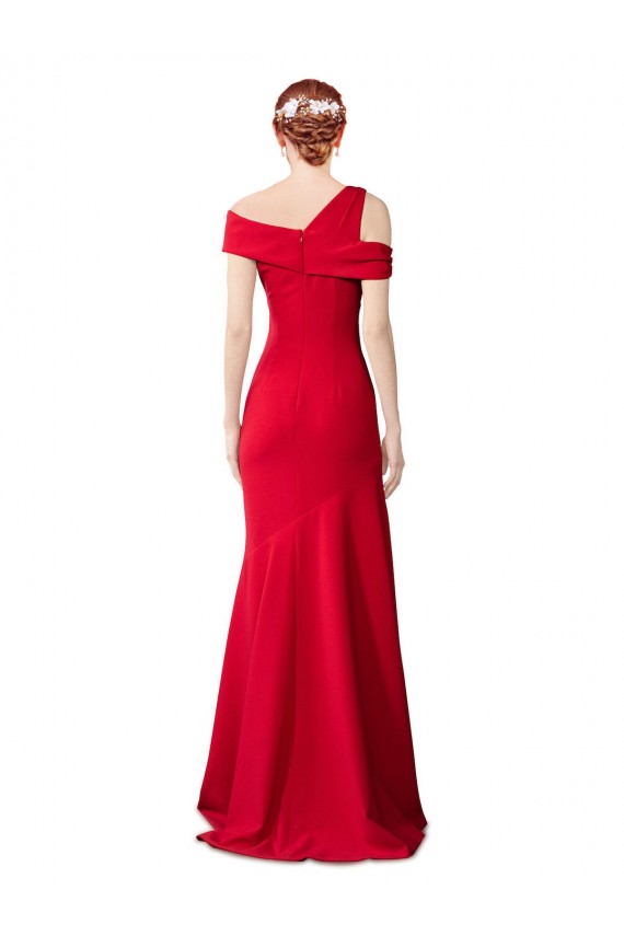 Affordable Stretch Crepe Red Mermaid Long Bridal Party Dress UK